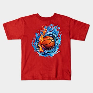 Abstract Burning Basketball Ball Kids T-Shirt